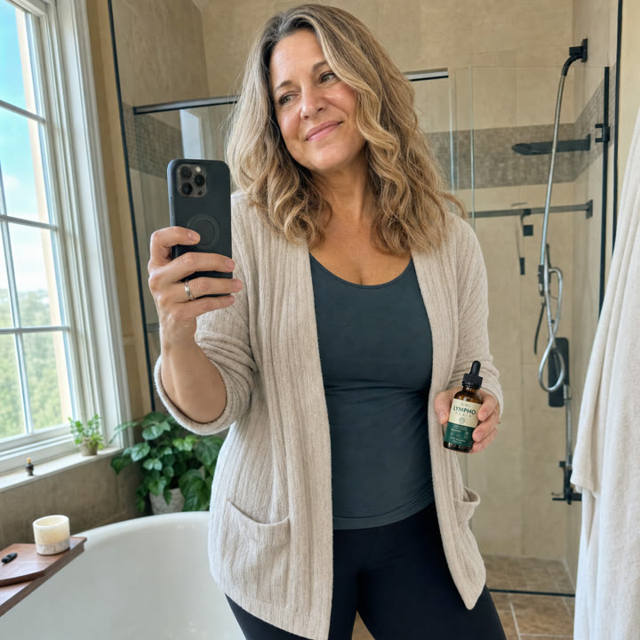 Dana R., 52 holding Be Neo LymphoDrain
