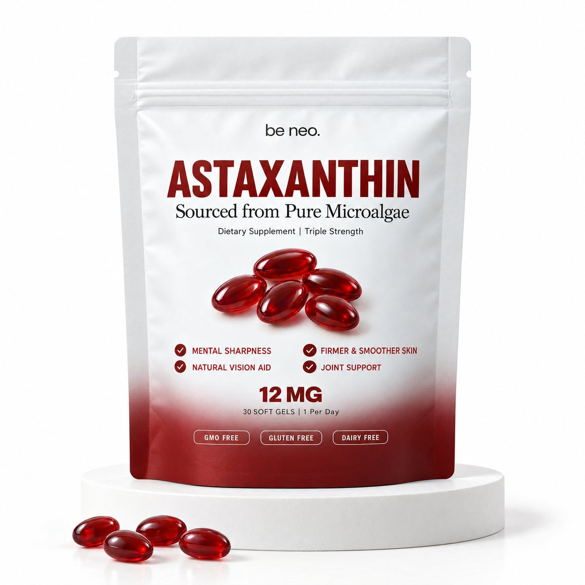 Be Neo Astaxanthin pouch and softgels