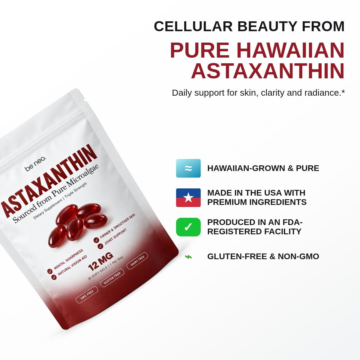 Cellular beauty from pure Hawaiian astaxanthin